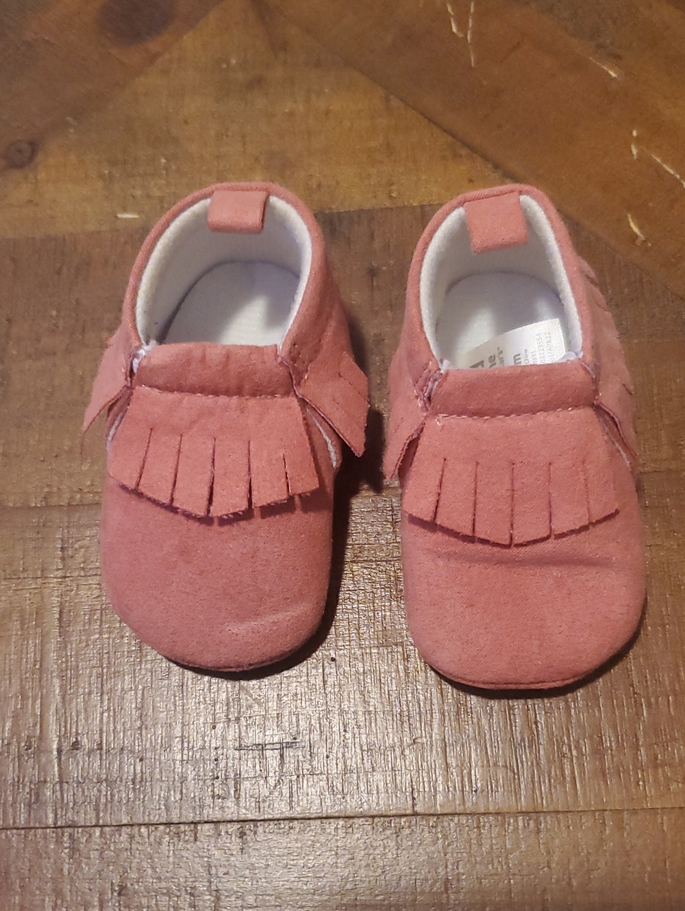 child of mine Rose Pink Suede Fringe Baby Moccasins